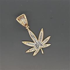 40 Diamonds Weed Pendant .100 Carat T.W. 10K Yellow Gold 2.2g